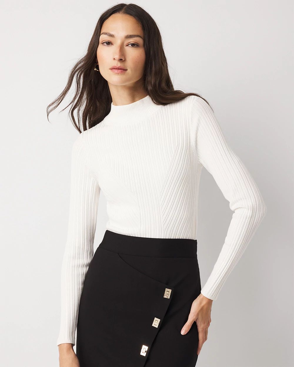 Essential Mock Neck Rib Sweater