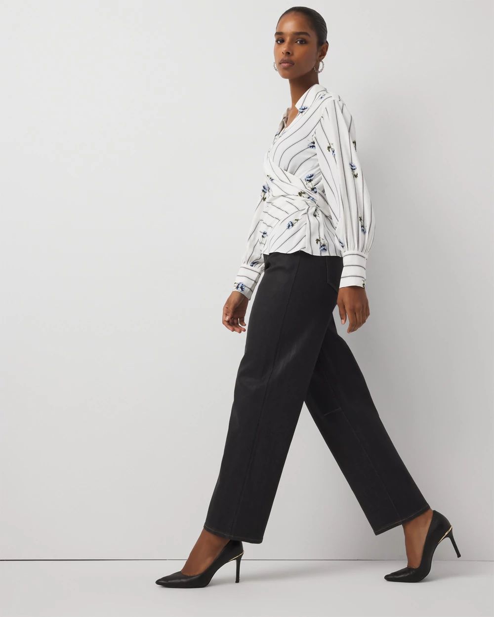 Petite Clear Coated Extra High Rise Barrel Jean