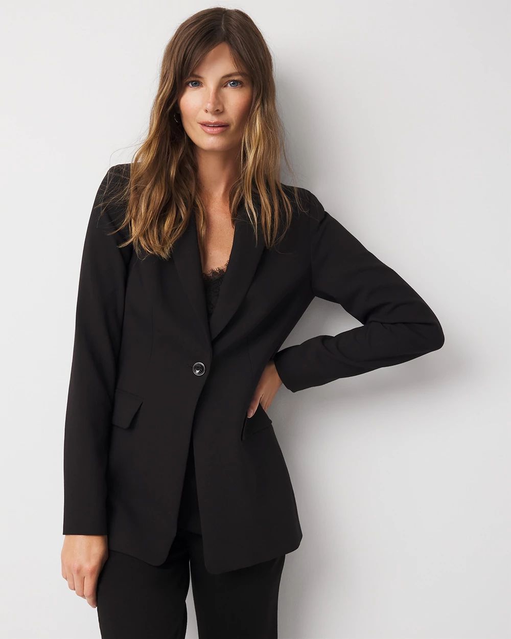 Belted One-Button Blazer