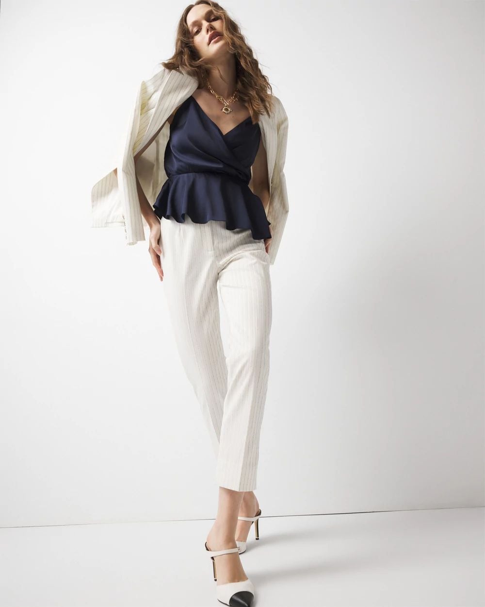 High-Rise Straight Pinstripe Pant