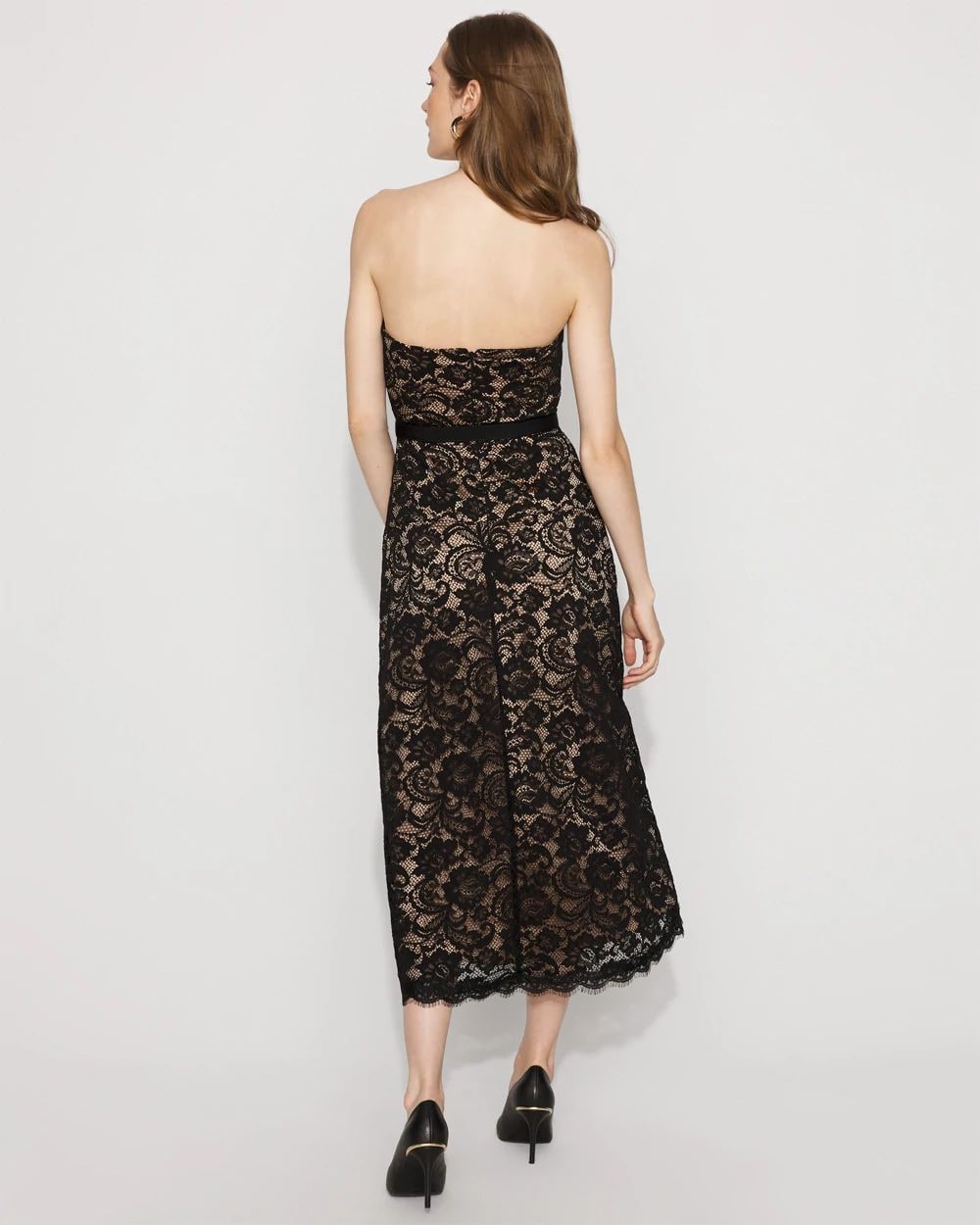 Strapless Lace Midi Dress