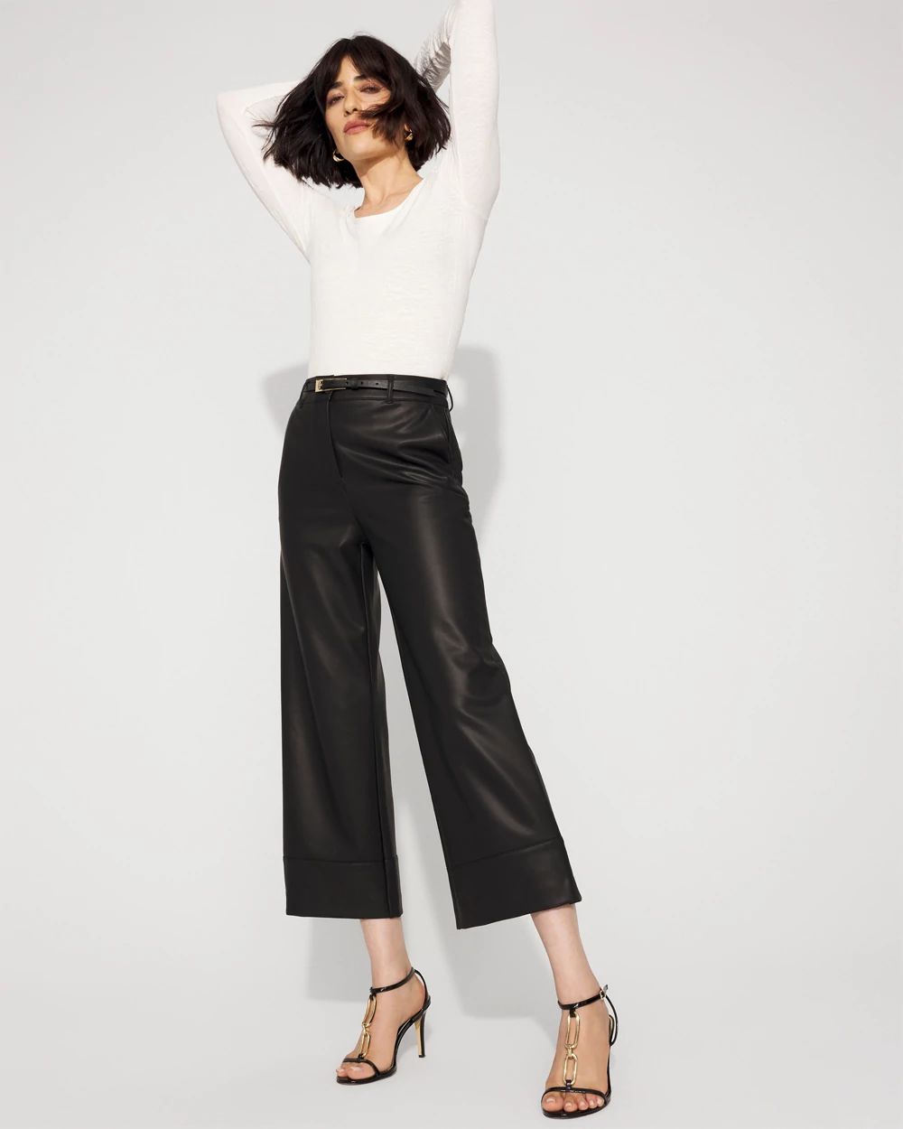 Faux Leather Wide Leg Crop