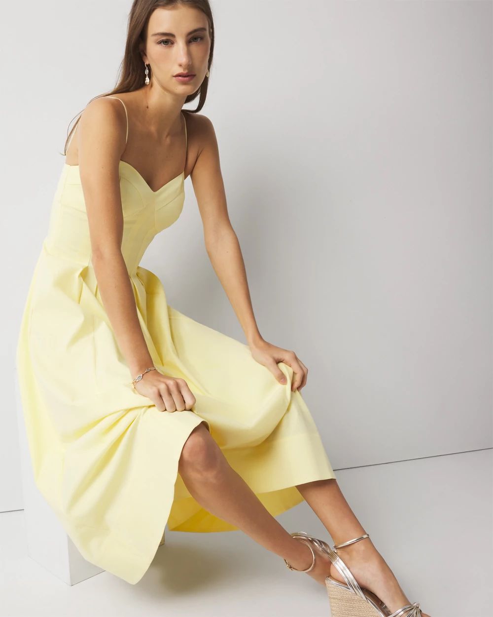 Petite Poplin Corset Midi Dress