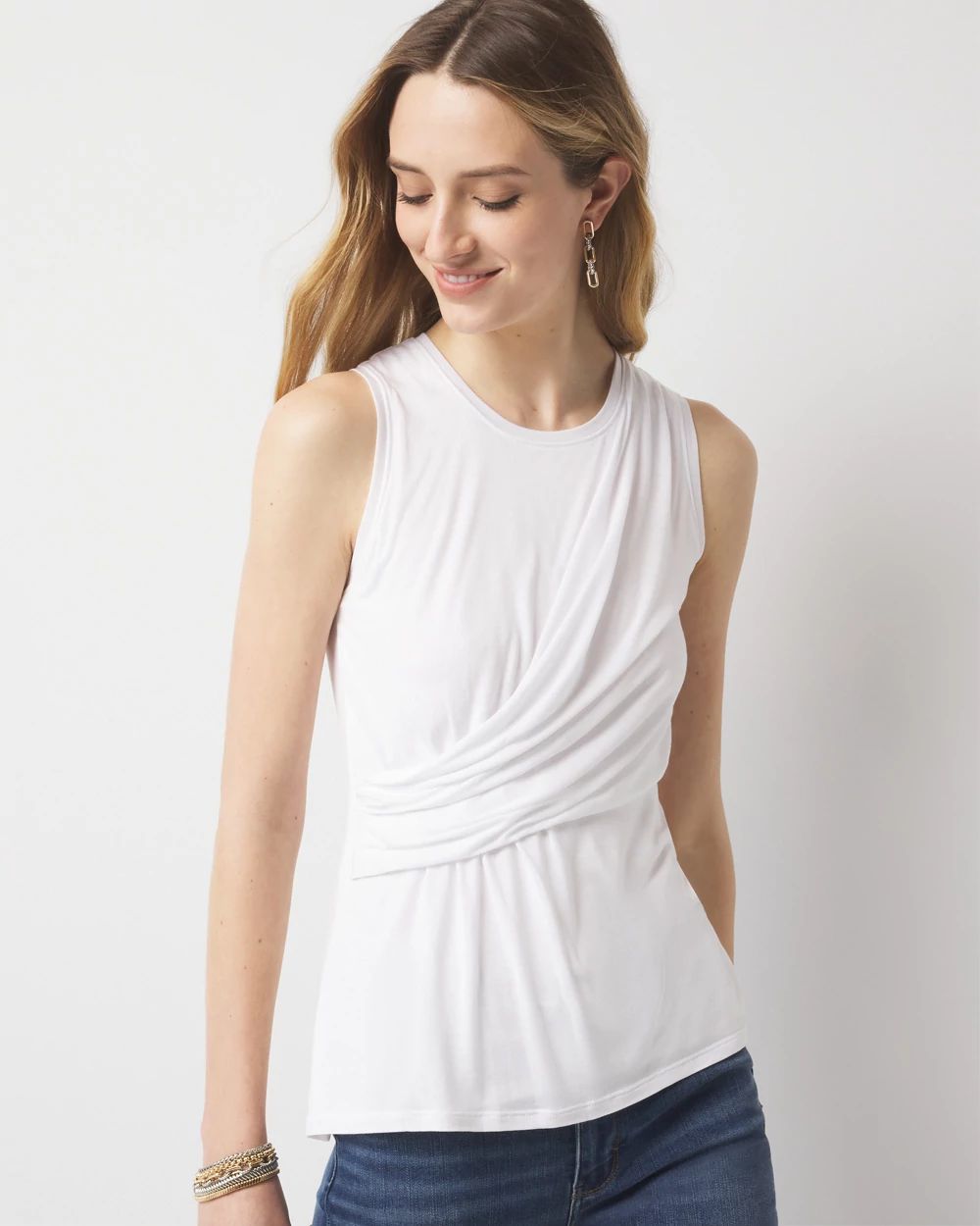 Pleated Wrap Tank Top