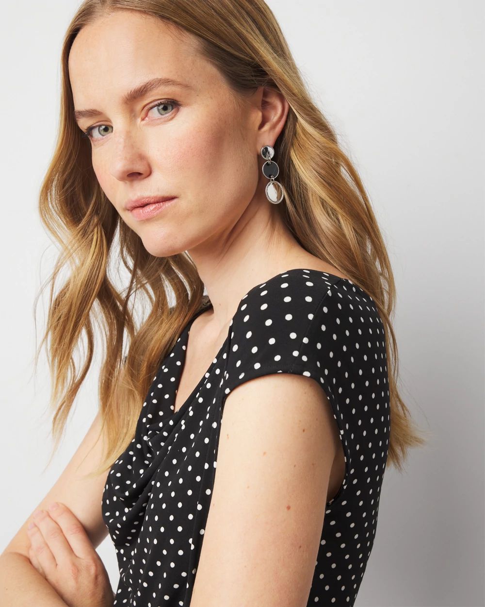 Silver + Black Disc Drop Earrings