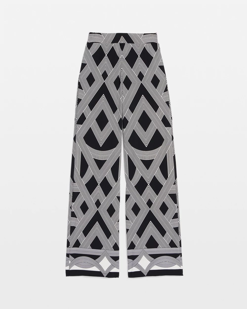 Geometric Print Matte Jersey Wide-Leg Pant