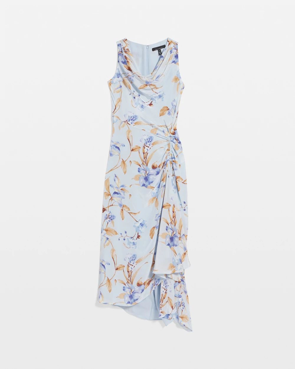 Cowl Neck Ruched Midi Dress