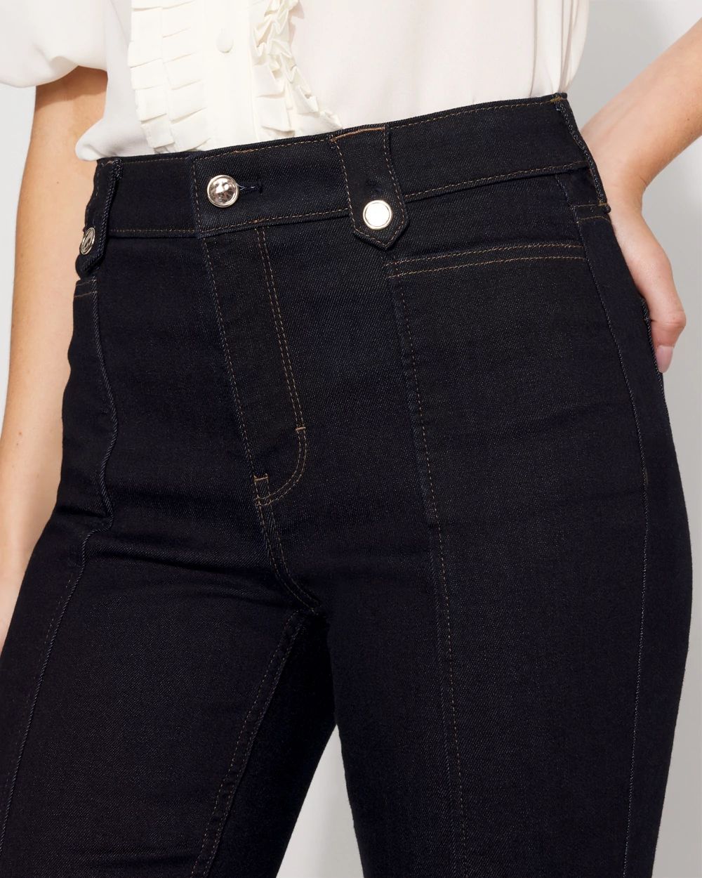 High-Rise Tab-Waist Bootcut Jean