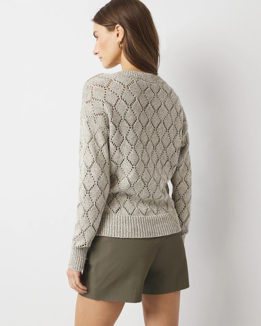 Pointelle Marled Shimmer Sweater