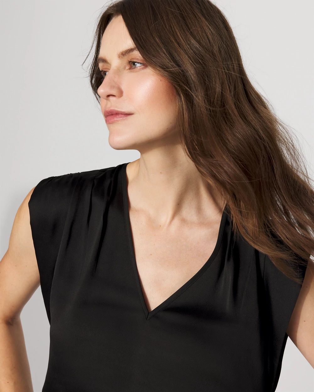 Satin V-Neck Shell