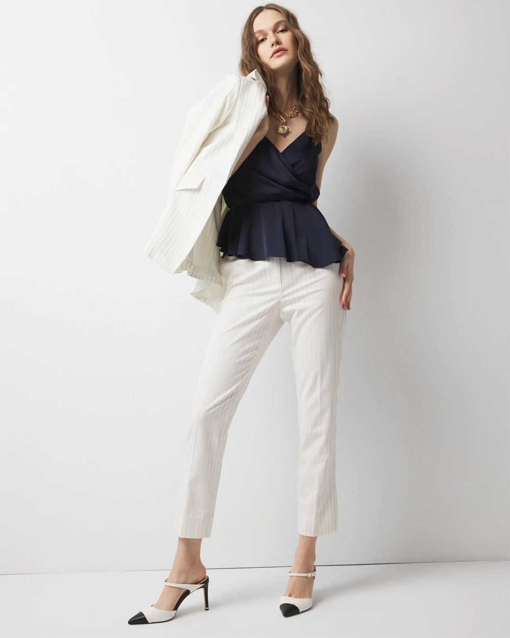 High-Rise Straight Pinstripe Pant