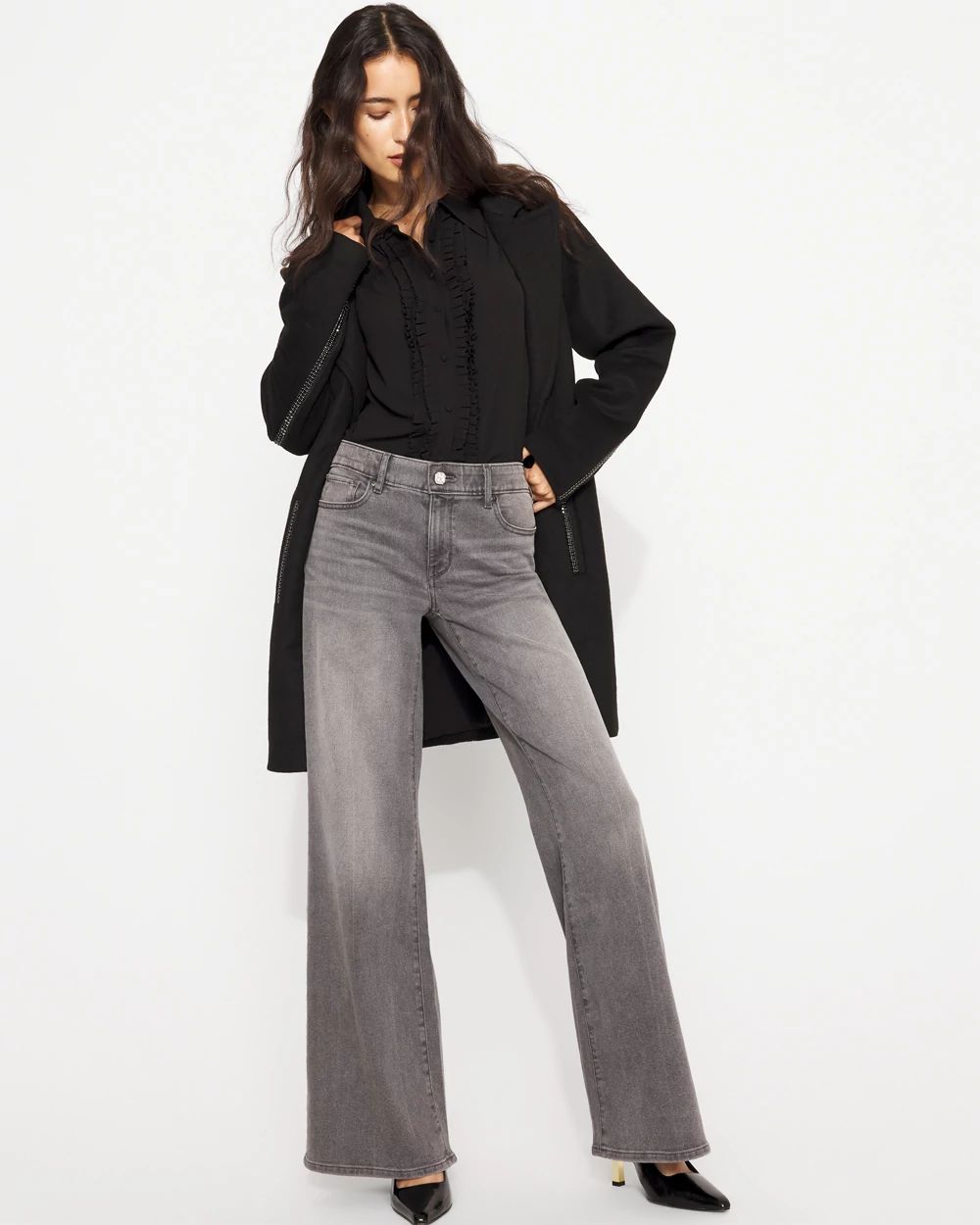 Mid Rise Wide Leg Jean