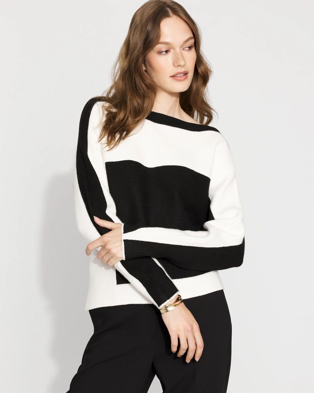 Colorblocked Asymmetric Hem Sweater