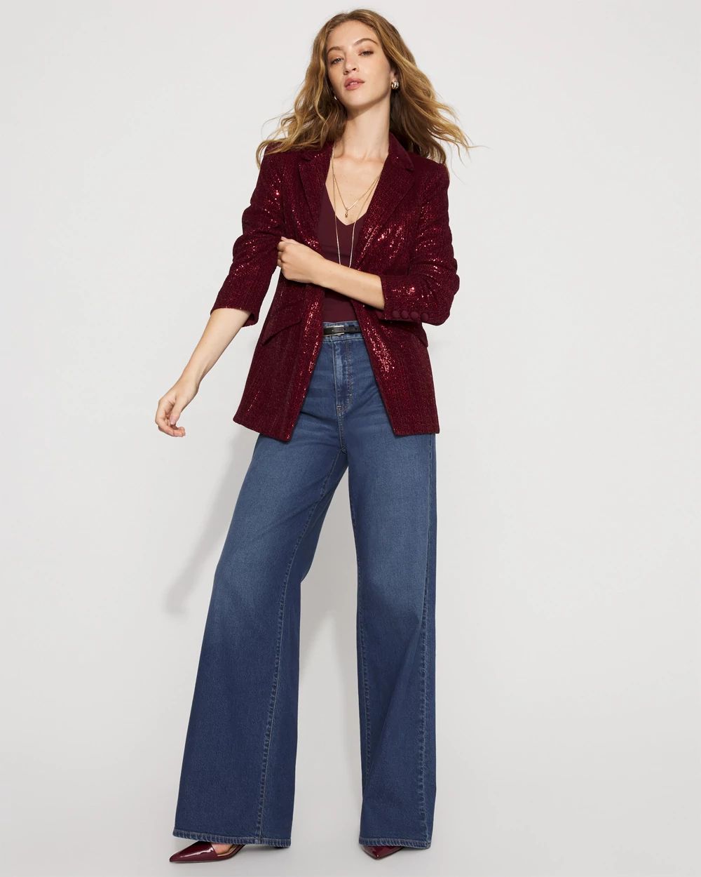 Petite WHBM®  One-Button Sequin Blazer