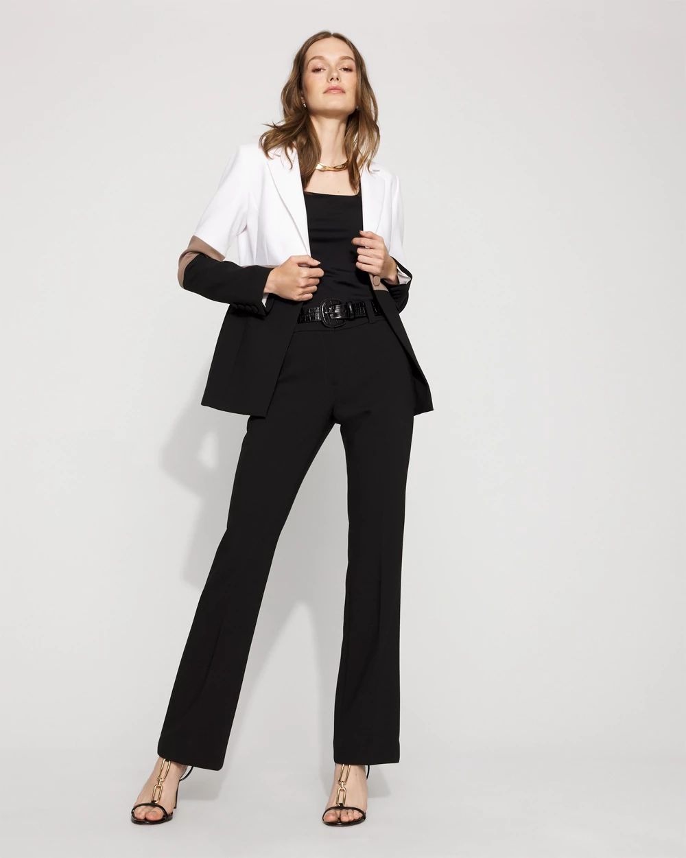 Colorblocked One-Button Blazer