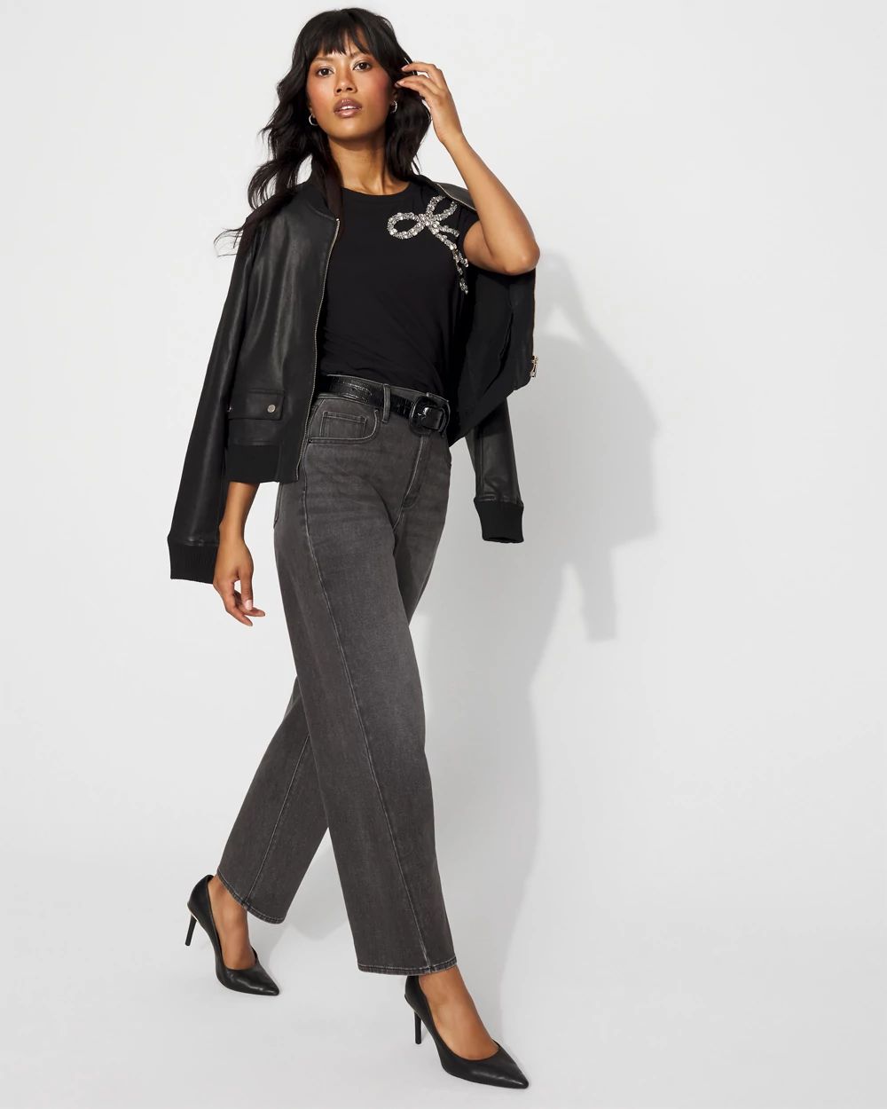 Crystal Bow Crewneck Tee