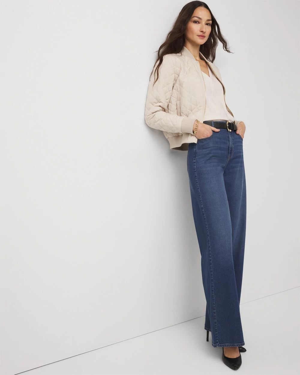 Petite Quilted Bomber Jacket