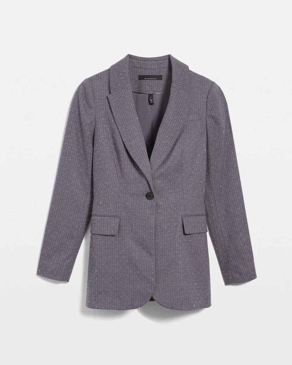 Embellished Pinstripe Relaxed One-Button Blazer