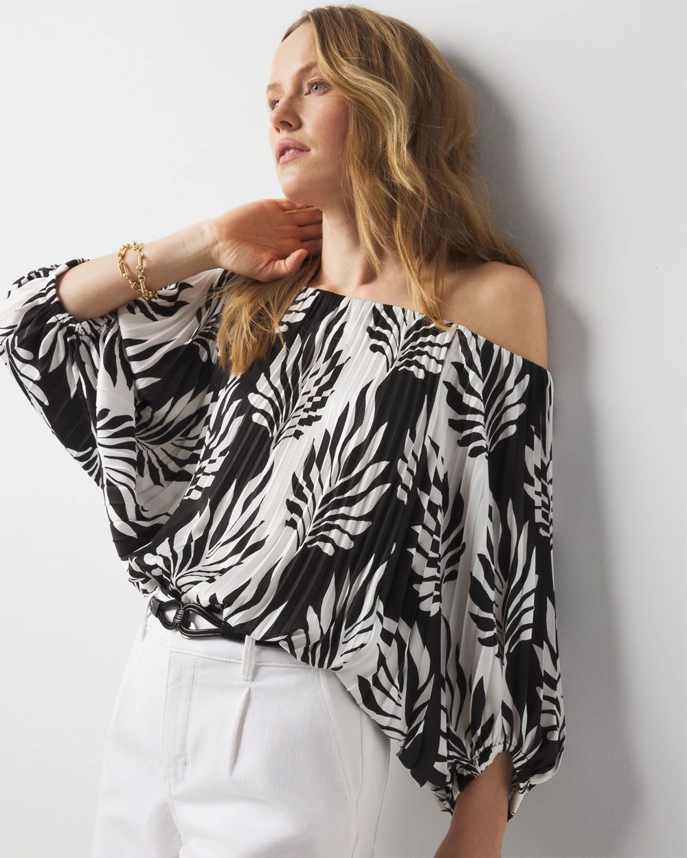 Off-the-Shoulder Kimono Sleeves Blouse