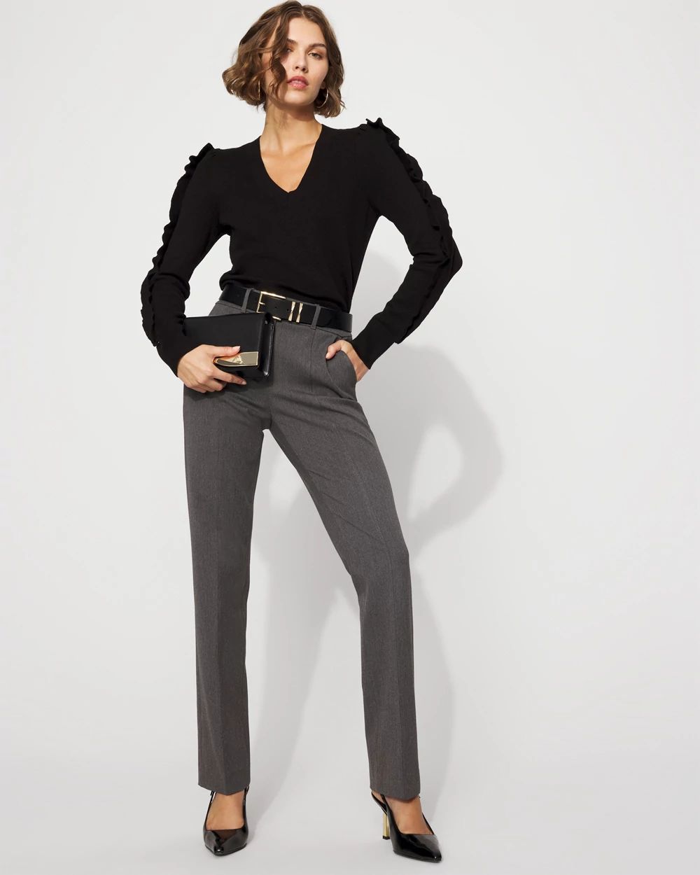 Ruffle Sleeve Pullover Sweater