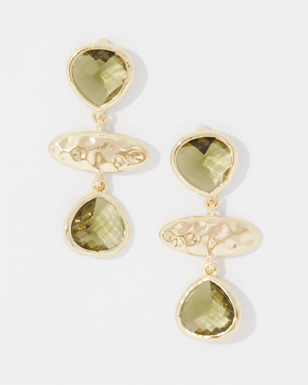 Olive + Gold Statement Drop Earrings