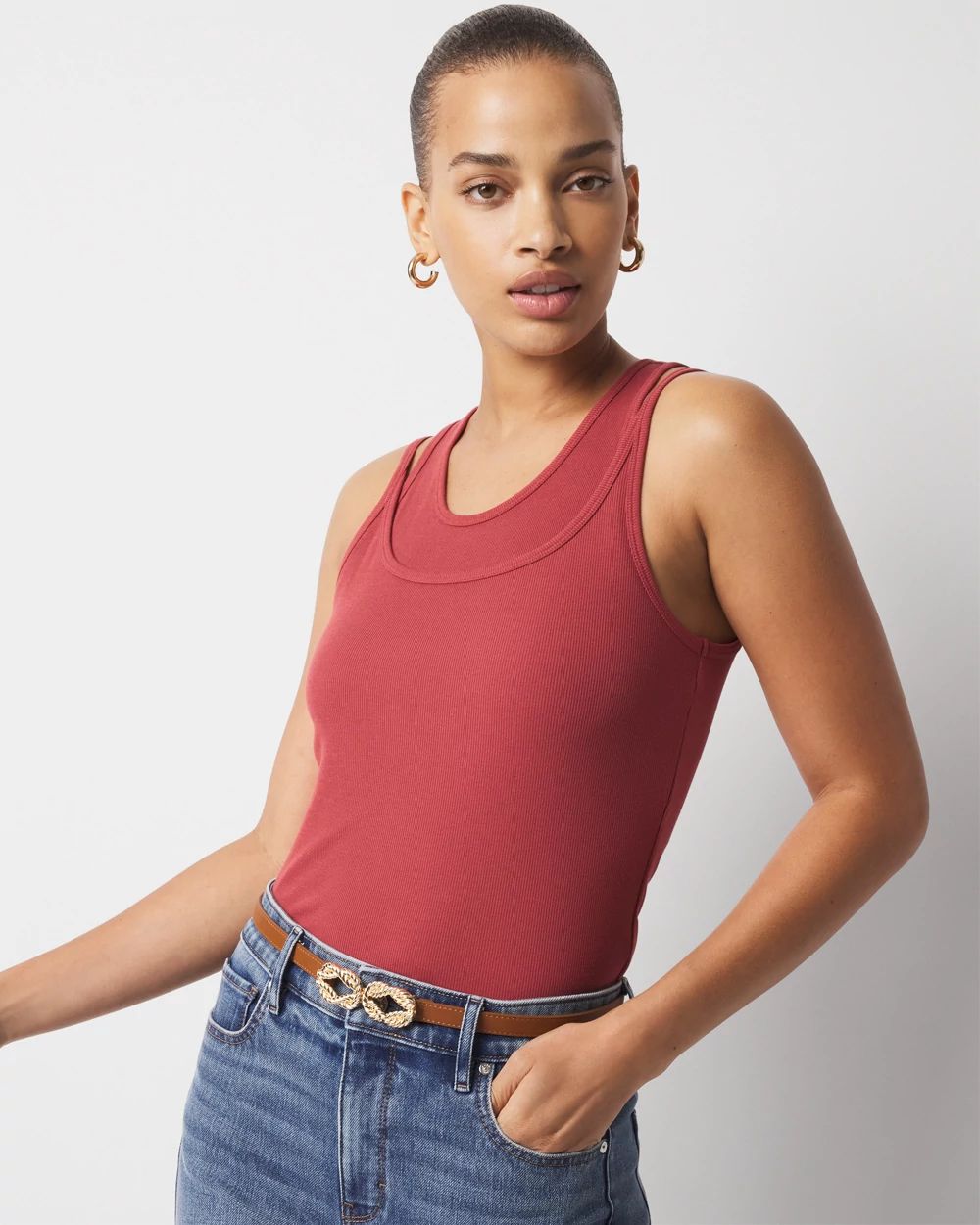 WHBM FORME™ Ribbed Stretch Layered Tank