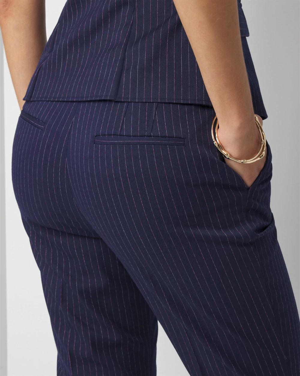 High Rise Pinstripe Flare Trouser