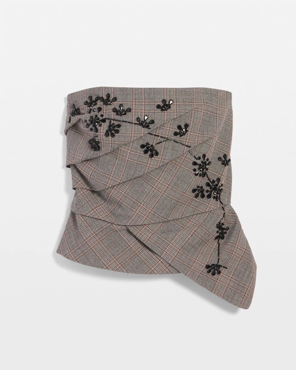 Beaded + Plaid Draped Bustier