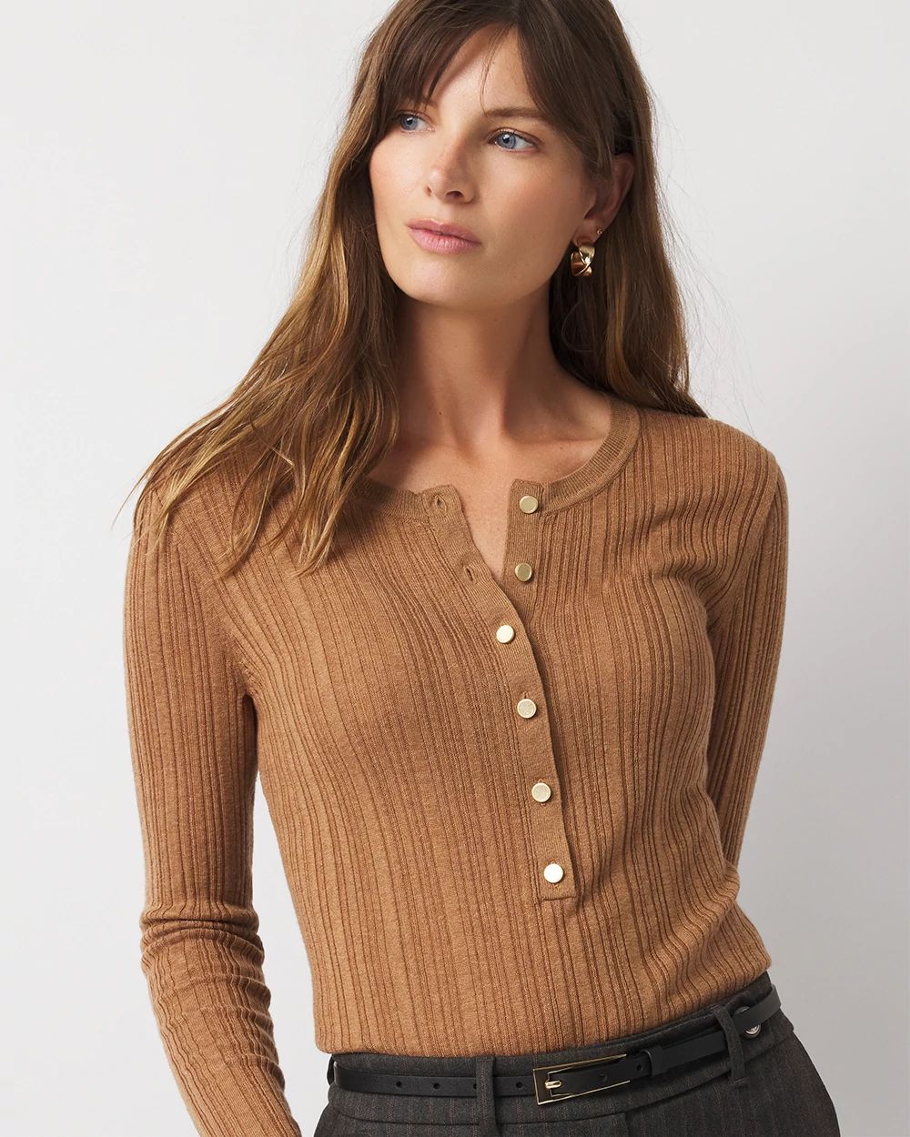 Ribbed Henley Sweater
