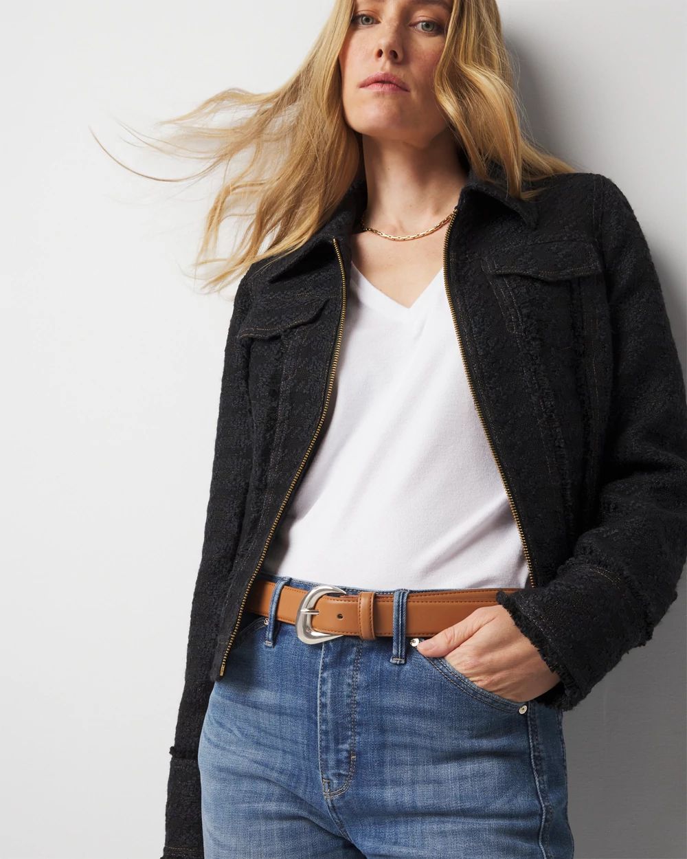 Sculptured Buckle Denim Belt