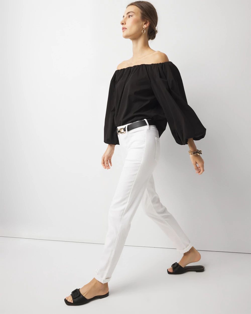 Petite Mid-Rise Double Pocket Girlfriend Jean