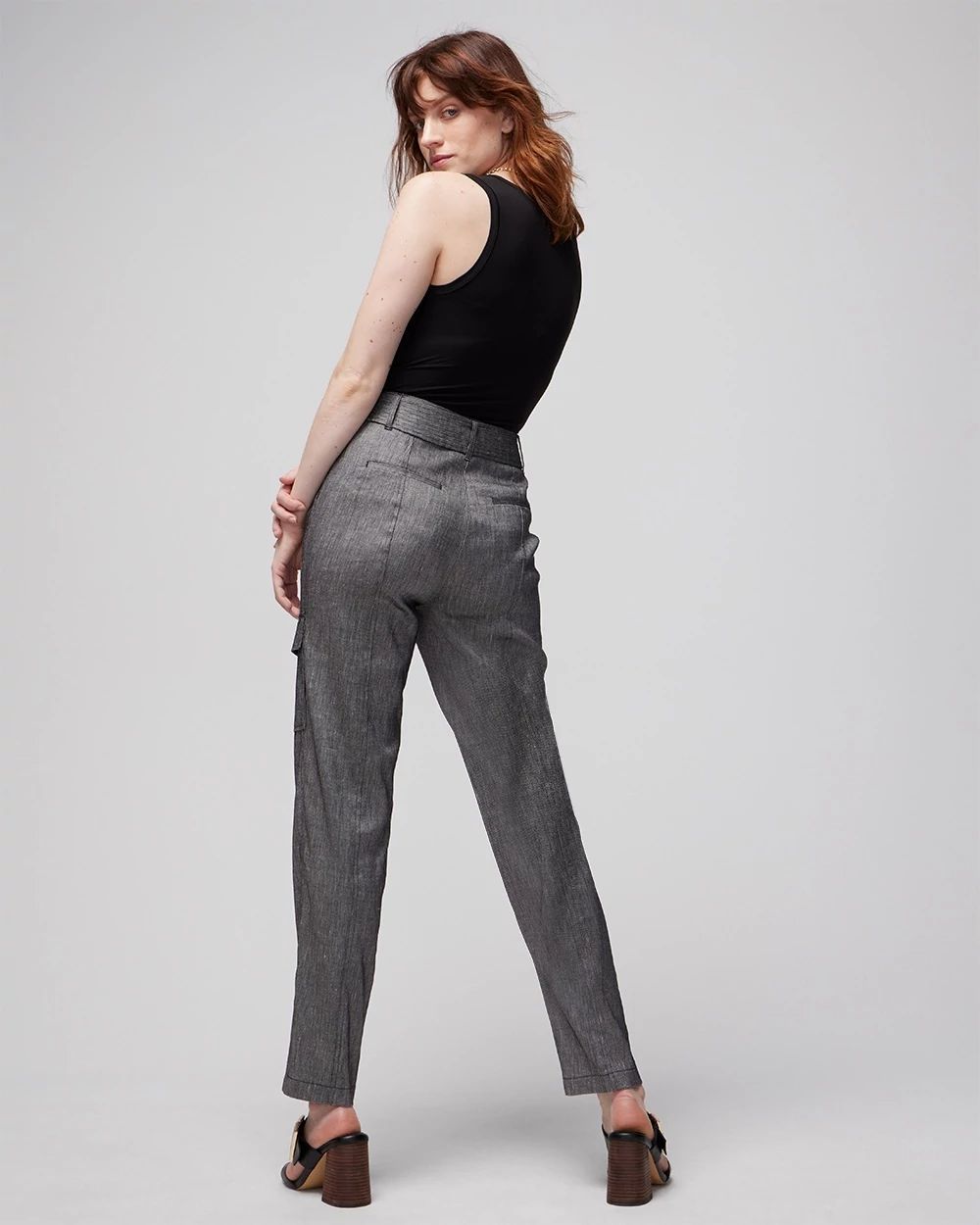 Petite Linen-Blend Belted Utility Pant