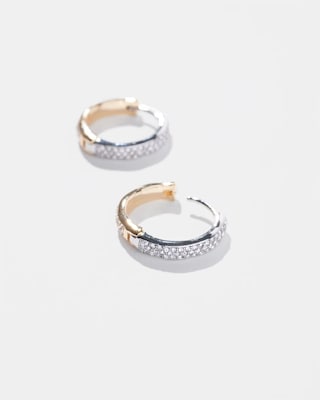 Reversible Small Pave Hoop Earrings