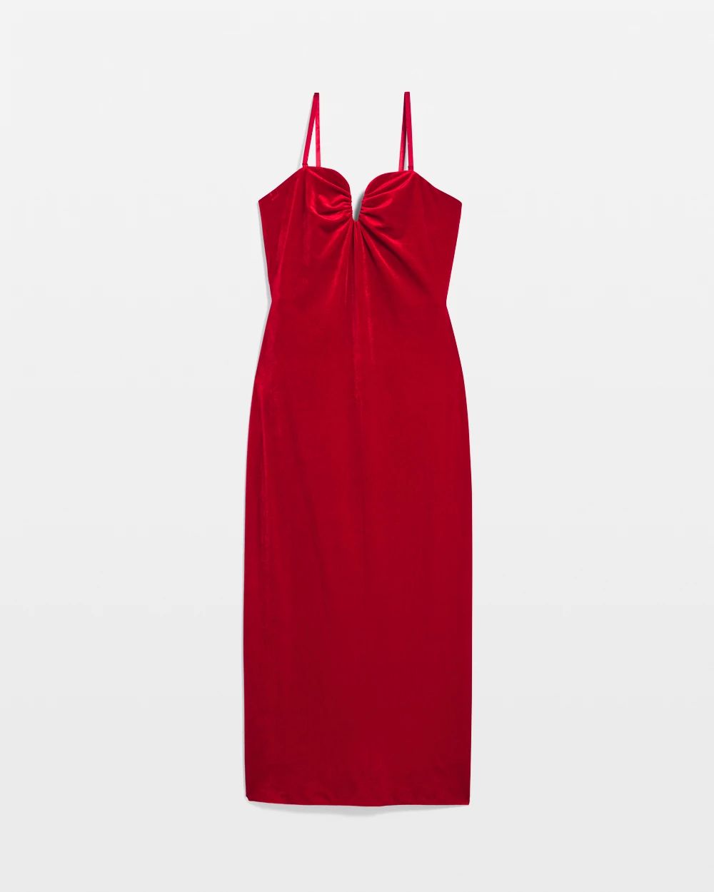 Strapless Velvet Midi Dress