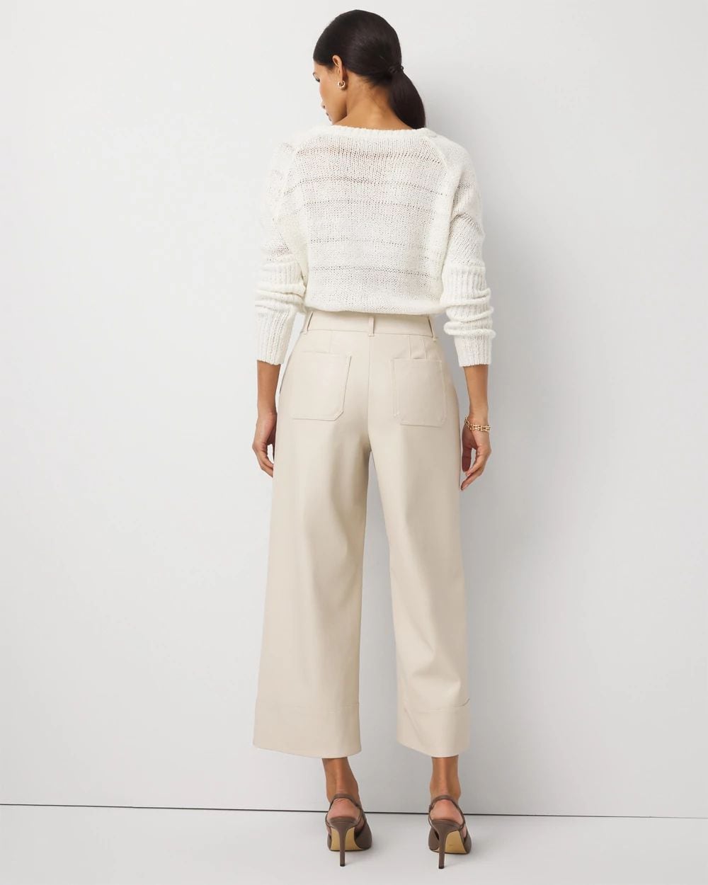 Faux Leather Wide Leg Crop Pant