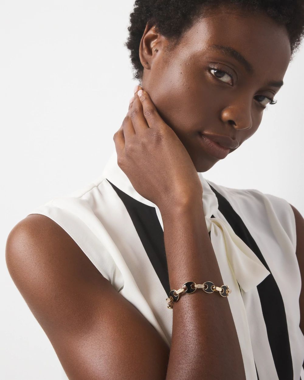 Black Mariner Links & Pavé Bracelet