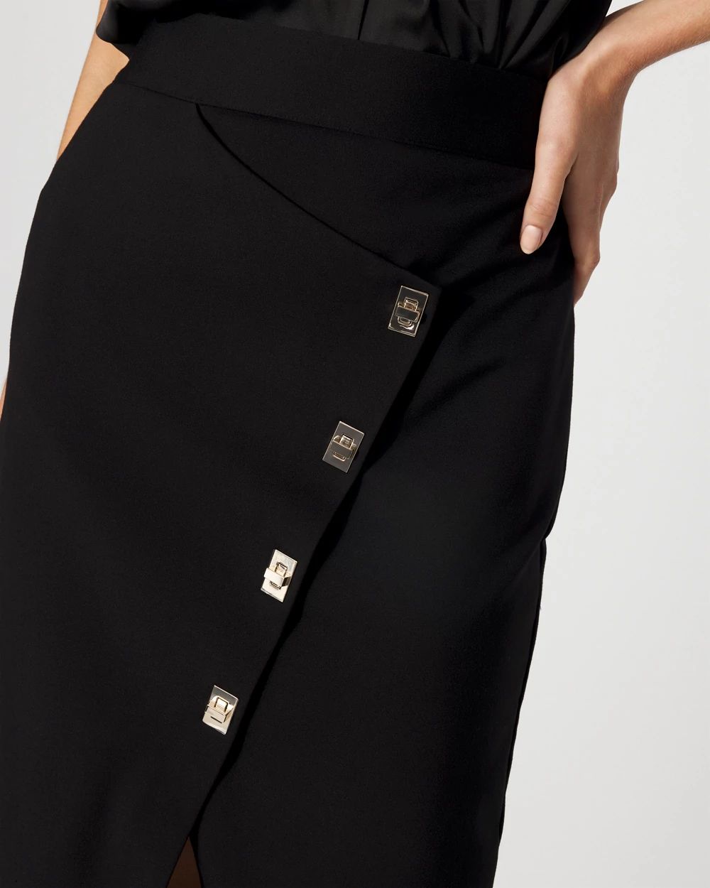 Asymmetrical Faux-Wrap Pencil Skirt