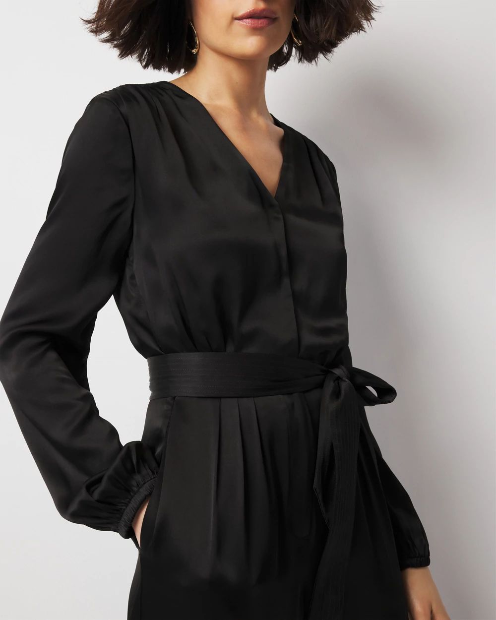 V-Neck Satin Jumpsuit