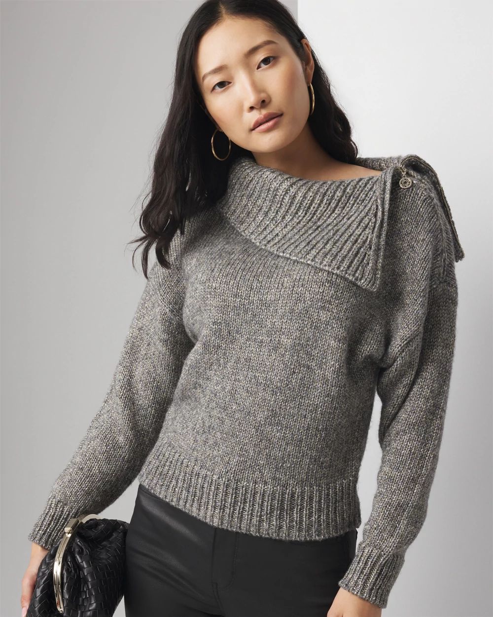 Zip Neck Dolman Sleeve Sweater