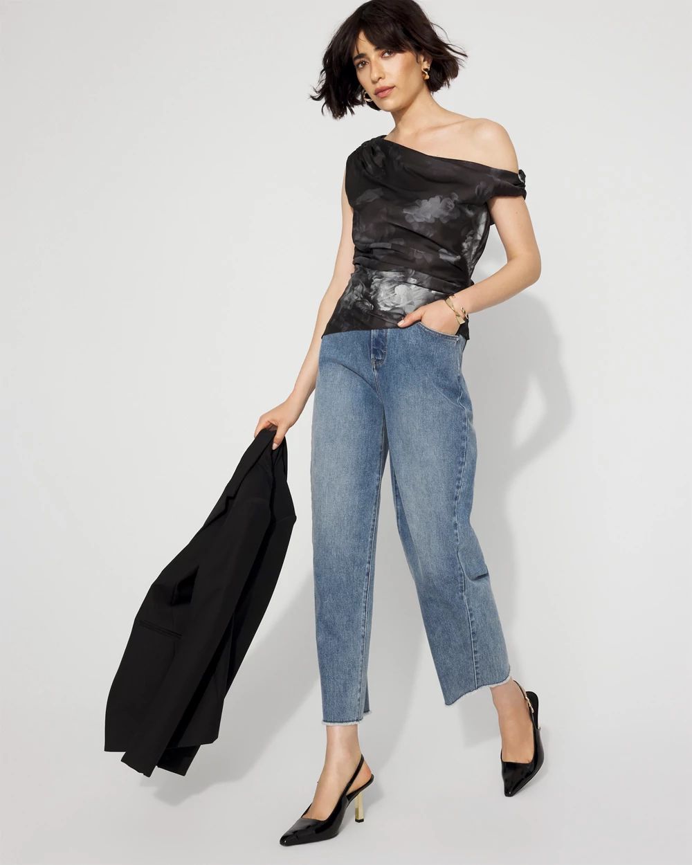 Off-the-Shoulder Satin Top