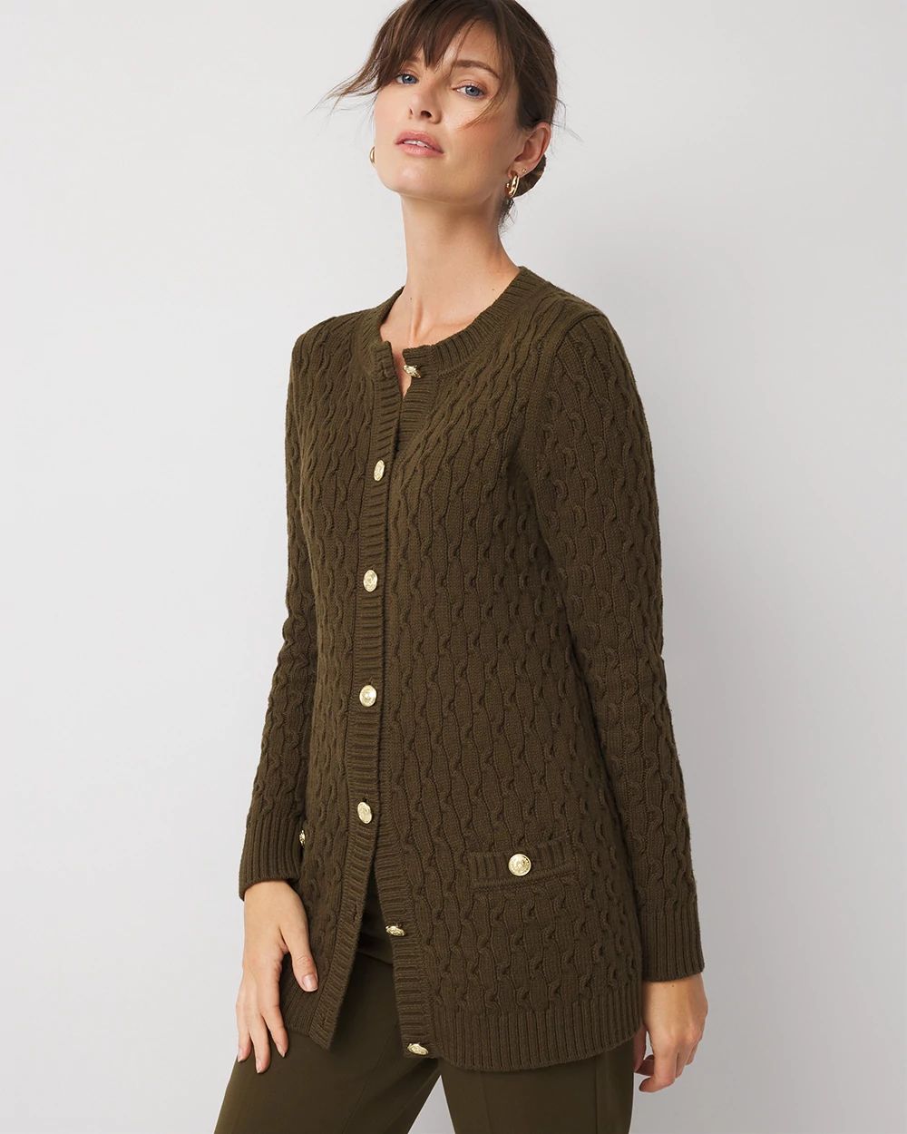 Longline Cable Knit Cardigan Sweater
