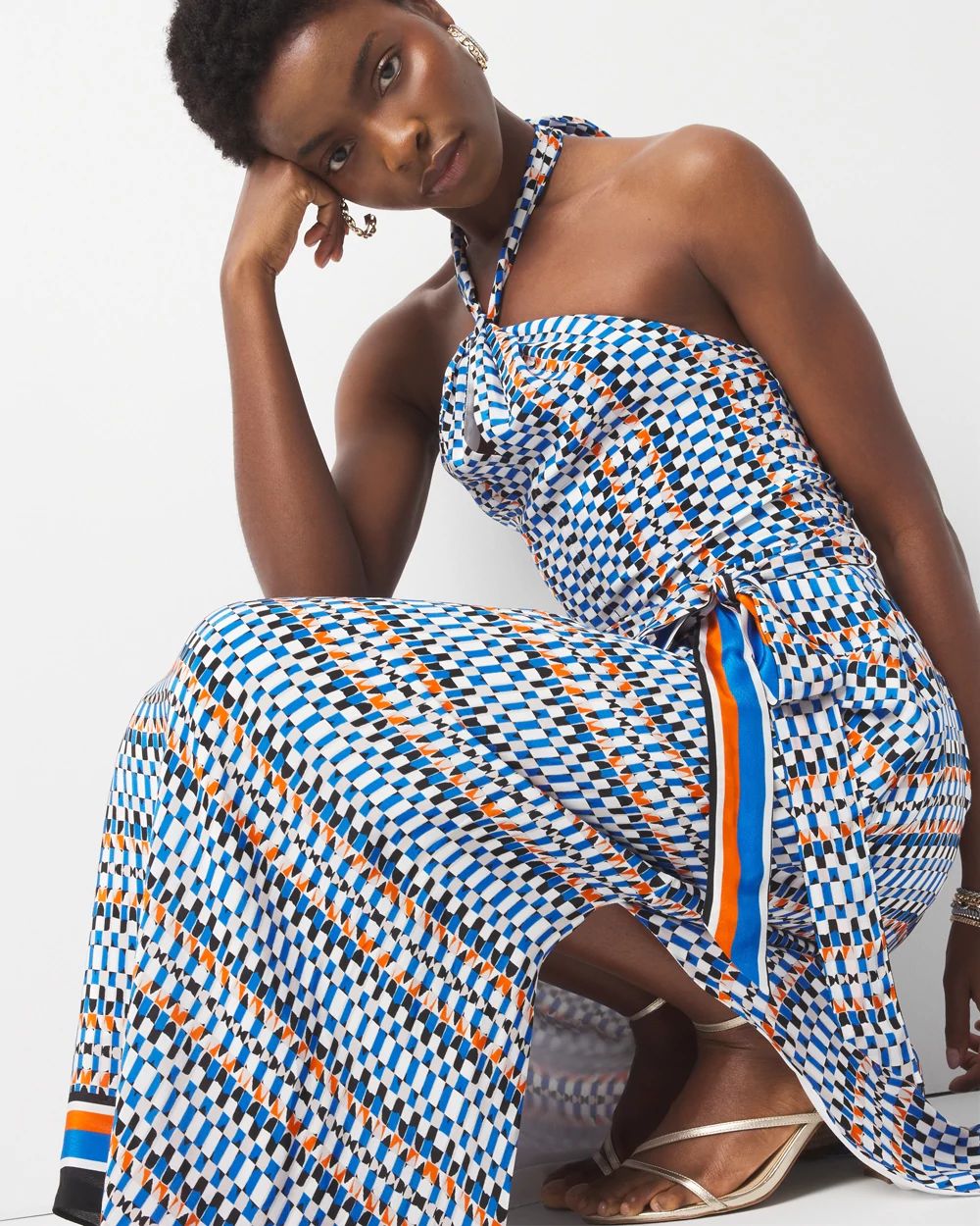 Halter Tie-Waist Maxi Dress