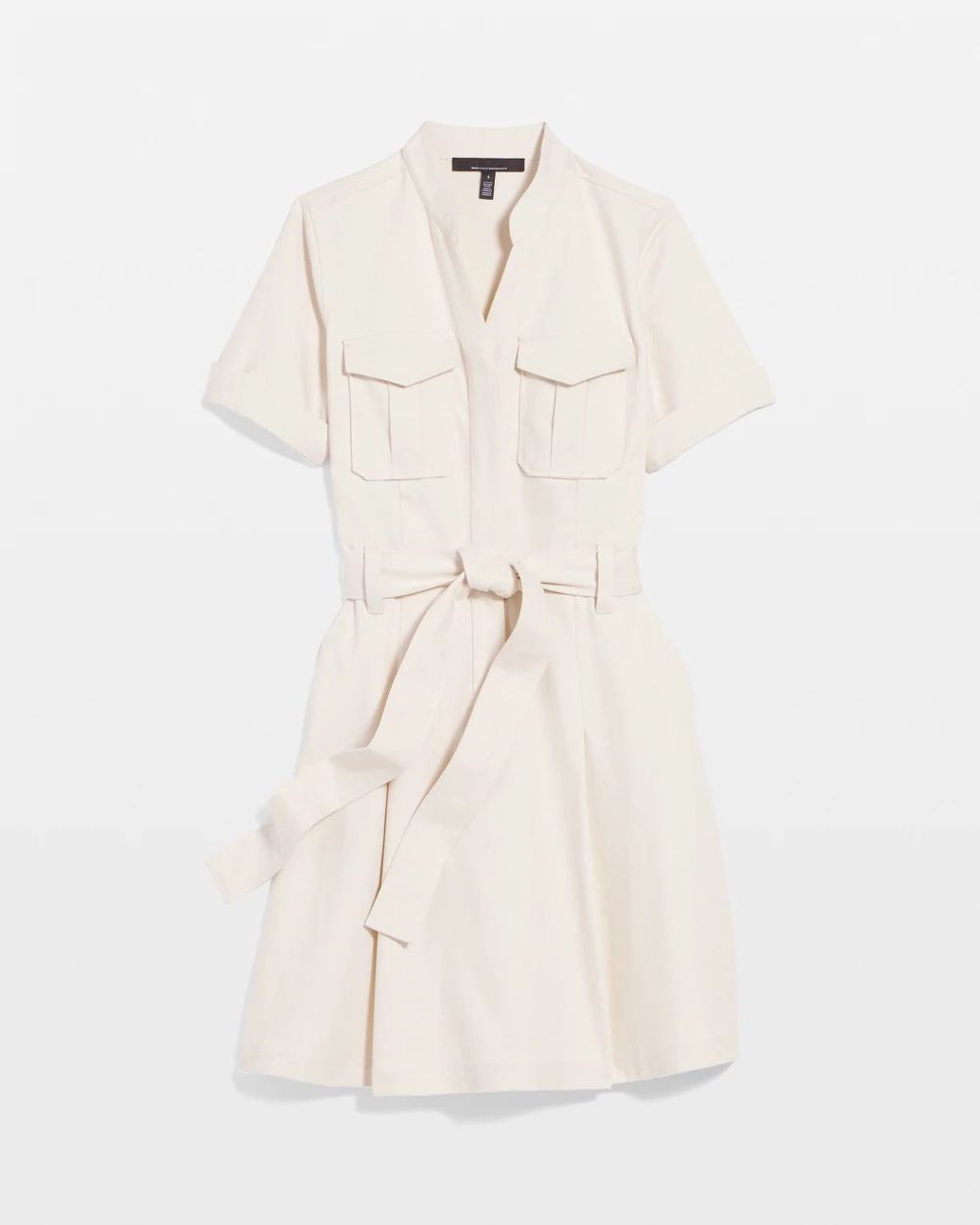 Cotton Twill Tie-Belt Mini Dress