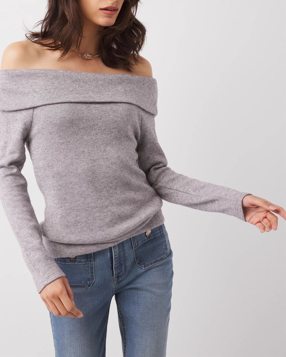 Off-The-Shoulder Glitter Top