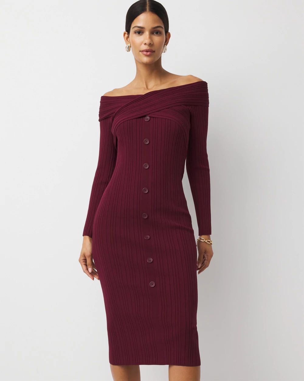 Petite Off-The-Shoulder Sweater Dress