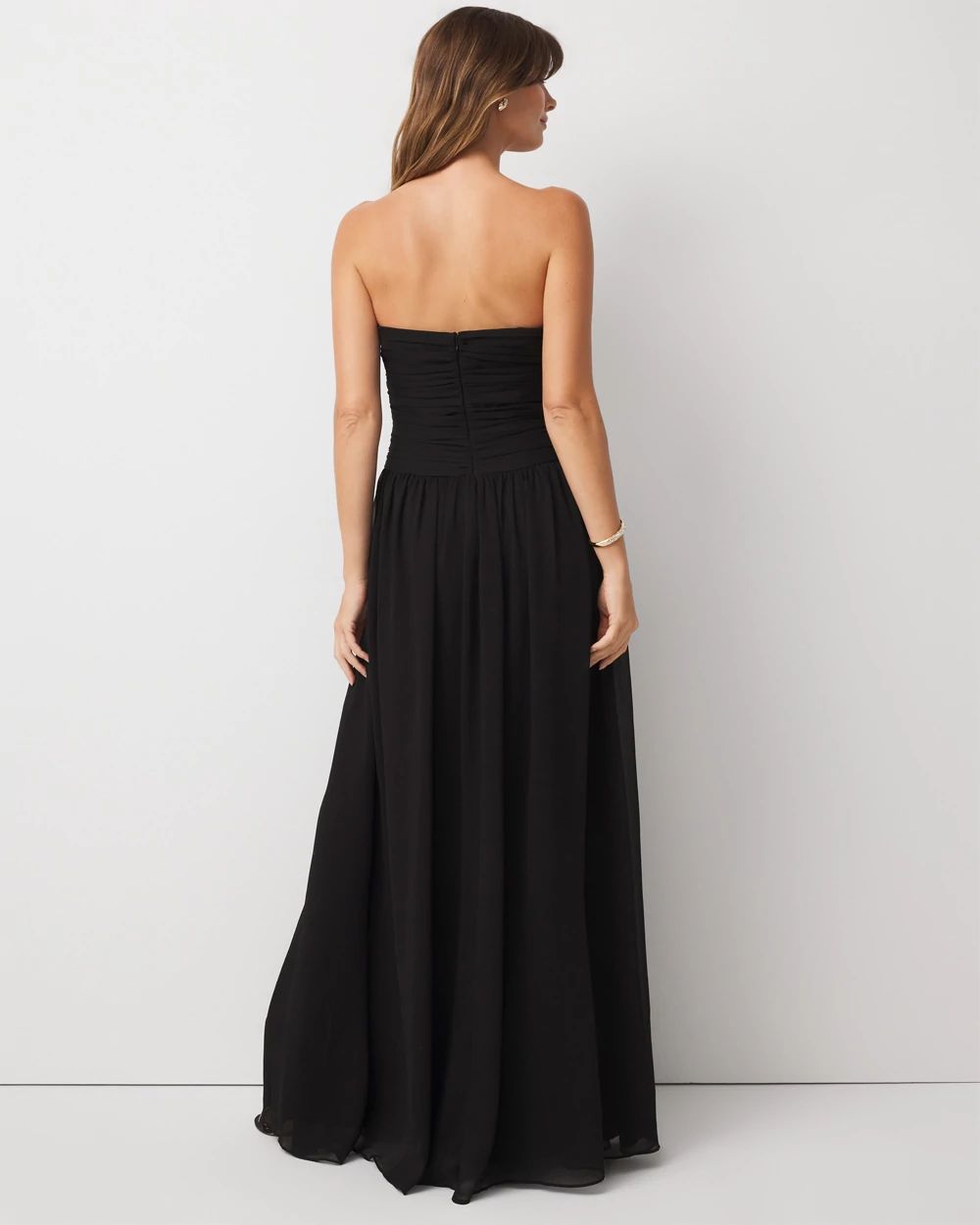 Chiffon Pleated Strapless Gown