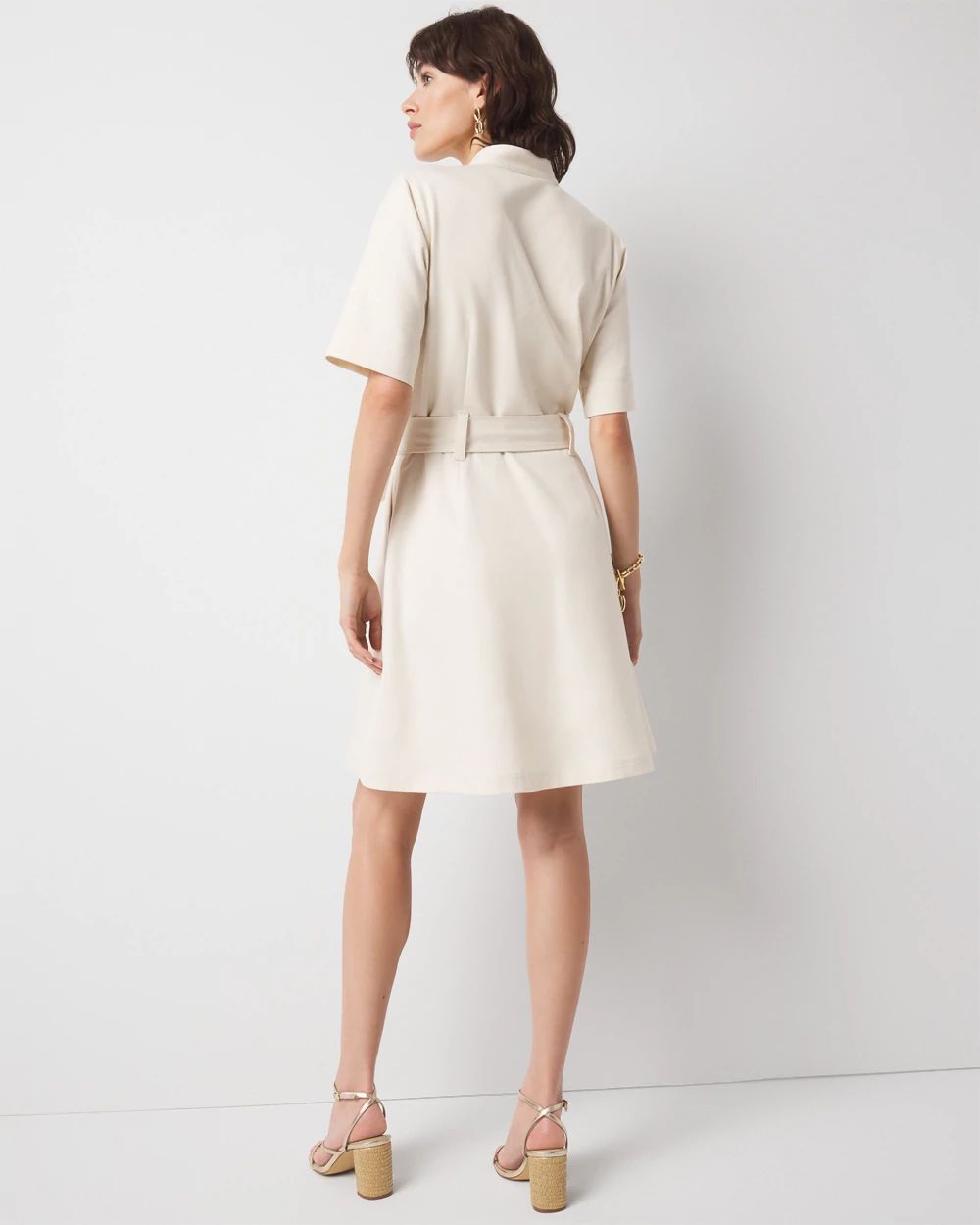 Cotton Twill Tie-Belt Mini Dress