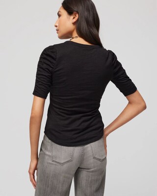 Shirred Sleeve Crewneck Tee click to view larger image.