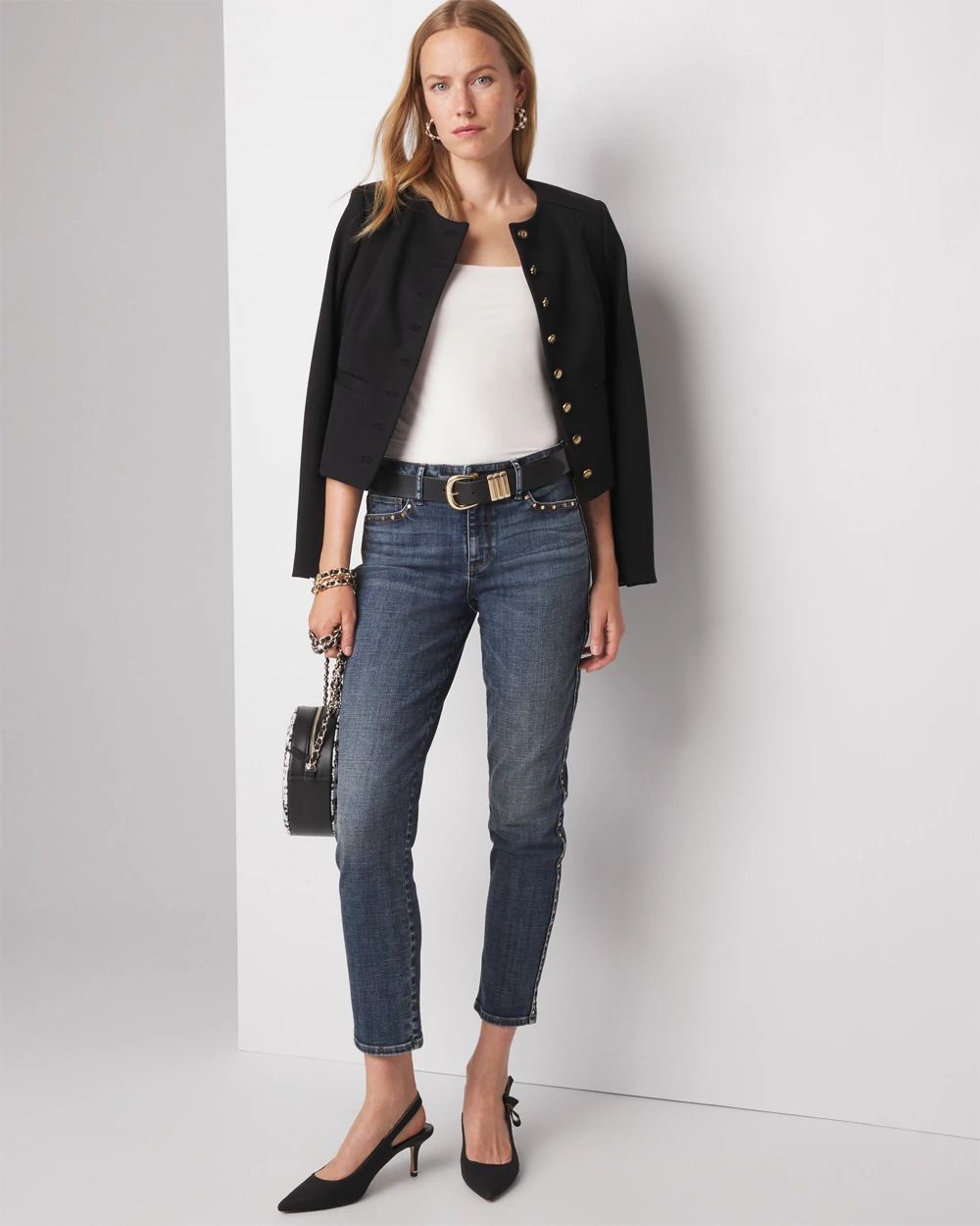 WHBM® FORME Square-Neck Cap-Sleeve Top click to view larger image.