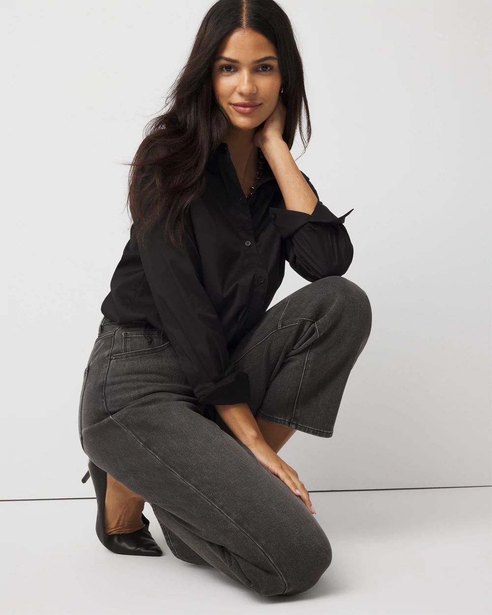 Drawstring Poplin Shirt